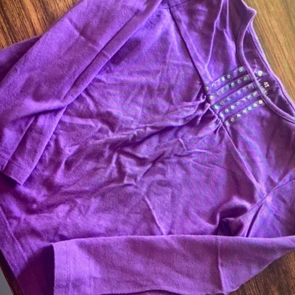Purple with cute sequence details long sleeve blouse